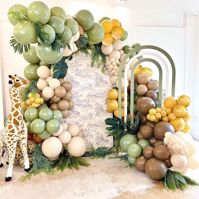 Sage Green Brown Yellow Balloon Arch Kit, Party Decor. | Mustard yellow - Image 4