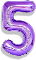 40 Inch Purple Number Balloons, Giant Self Inflating Foil Girls 5th Birthday by Isndare