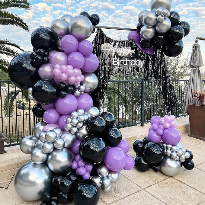 Purple and Black Balloon Arch Garland Kit 153pcs - Image 6