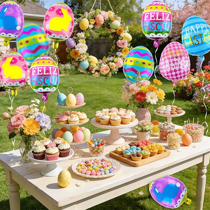 Easter Egg Balloons 10 pcs Happy Easter Egg Foil Balloon Easter Party - Image 4