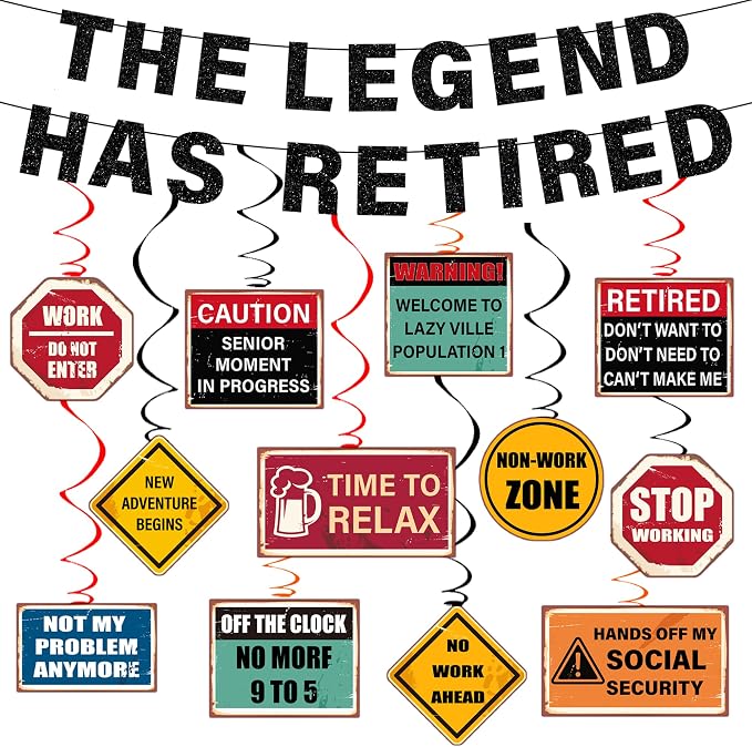Retirement Party Decorations for Men, Glitter The Legend has Retired Banner | by PEMOTYST