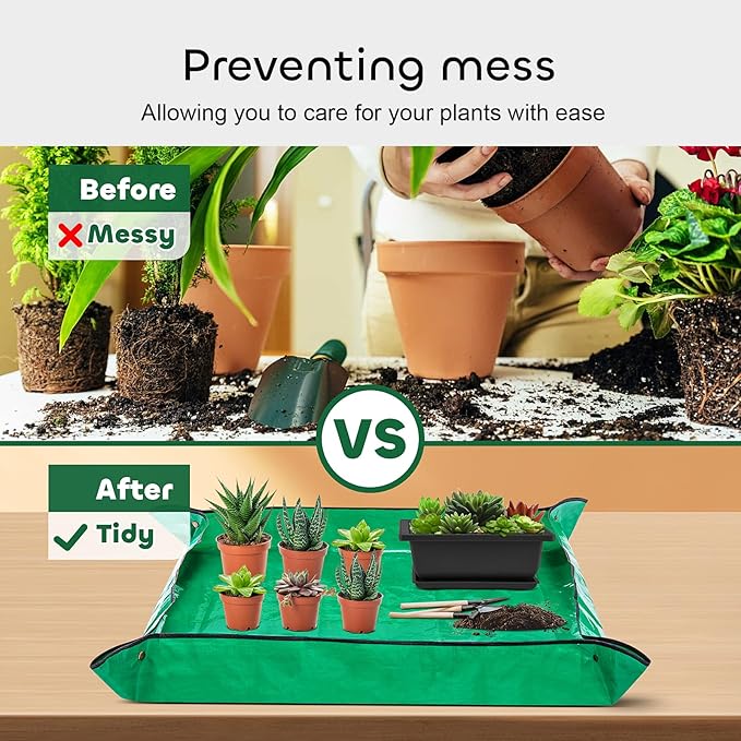 GROWNEER 6 Pack 9 Inch Bonsai Pots with Drainage Humidity Trays, Bonsai Tree Training Kits with 1 Repotting Mat, Rectangle Planter Plants Container Growing Pot for Garden Outside Indoor
