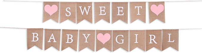 Sweet Baby Girl Burlap Banner - Image 2