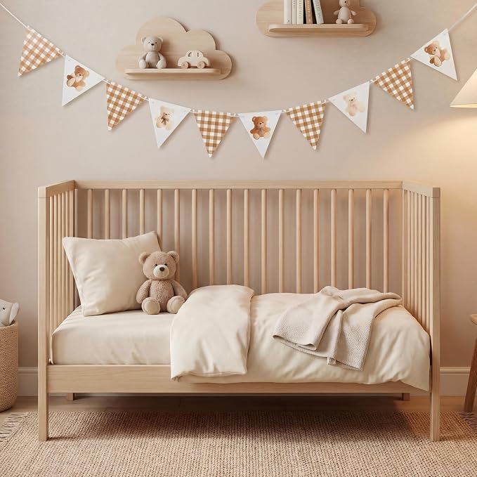 2 Pcs Neutral We Can Bearly Wait Banner 6.56 ft Bear Theme Baby Shower - Image 4