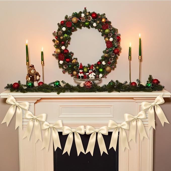 2 Strings of 16PCS Champange Bow Garlands Banner Decoration, Pre-Strung Satin - Image 5
