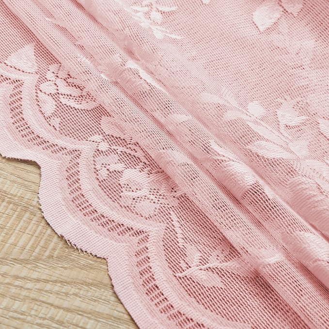 Baby Pink Lace Curtains 72 Inch Length 2 Panels Set - Image 7