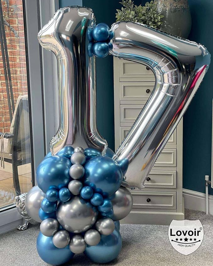 Silver 19 Number Balloons, 40 Inch Giant Number 19 Balloons Foil Mylar Helium - Image 6