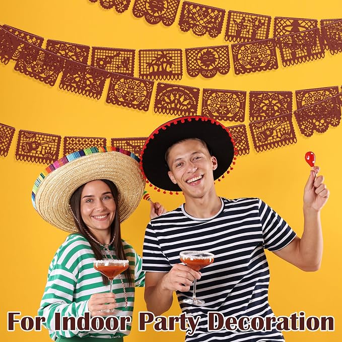 Boao 8 Pcs 120 ft Mexican Party Decorations Fiesta Banner Plastic Papel Picado - Image 6