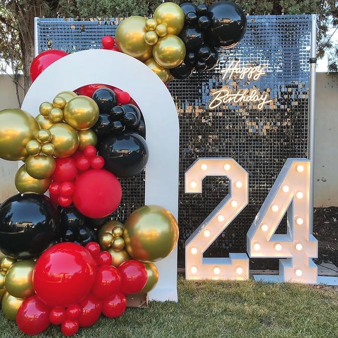 153Pcs Red and Black Gold Balloons Garland Arch Kit - Image 4