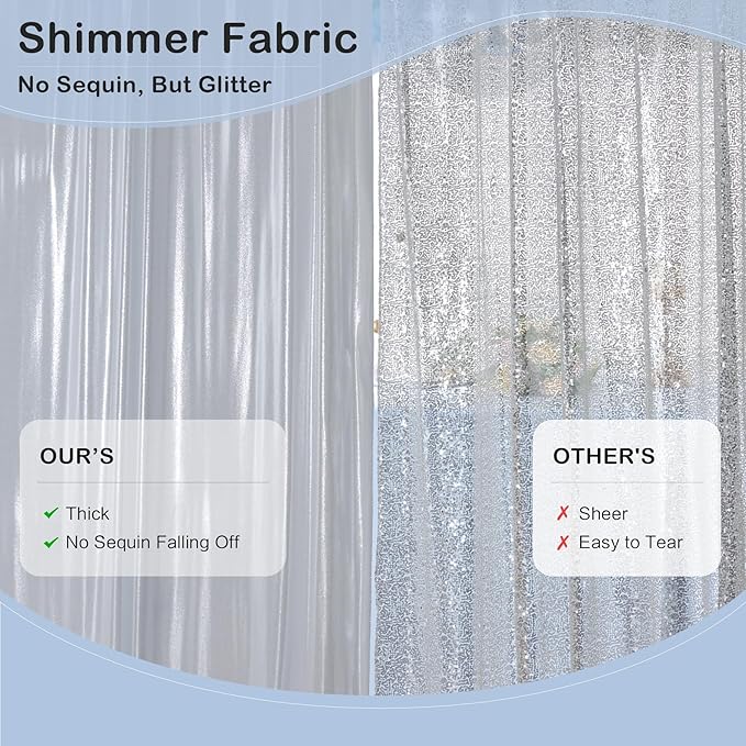 30x10 ft Wrinkle Free Silver Sequin Backdrop Curtain for Parties,Thick Not Fall Glitter Wedding Drapes Backdrop,4 Panels 5x10ft Shimmer Photo Wall Back Drop Cloth for Birthday Photography Background