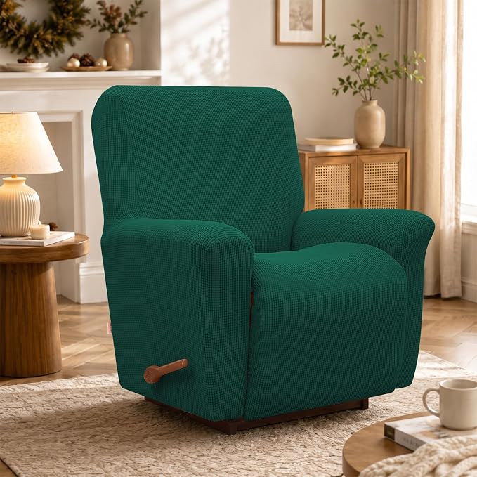 Recliner Chair Covers, 1-Piece Lazy Boy Recliner Covers, Dark Green | Washable - Image 6