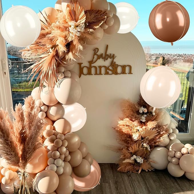 Cream Brown Balloons Foil, 22 Inch Round Ball Baloons - Image 3