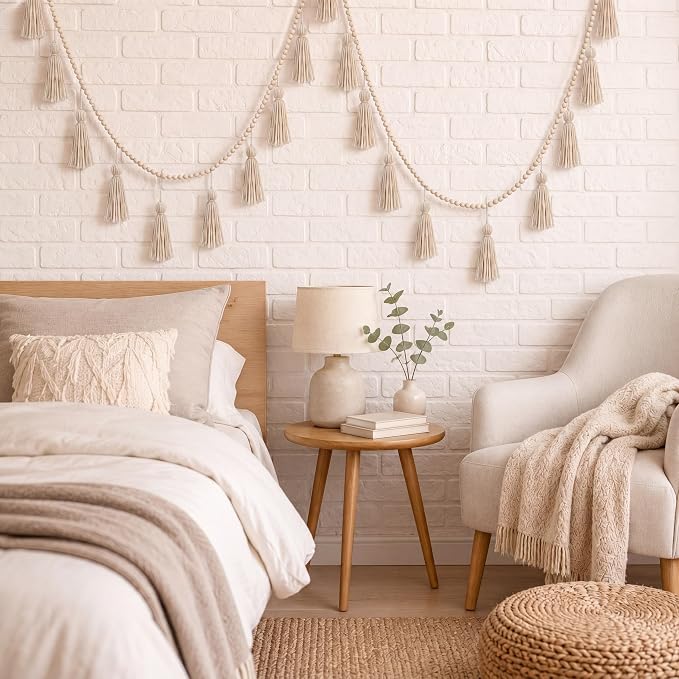 Janinka Tassel Garland Boho Classroom Decor Macrame Wooden Bead Garlands Wood - Image 5