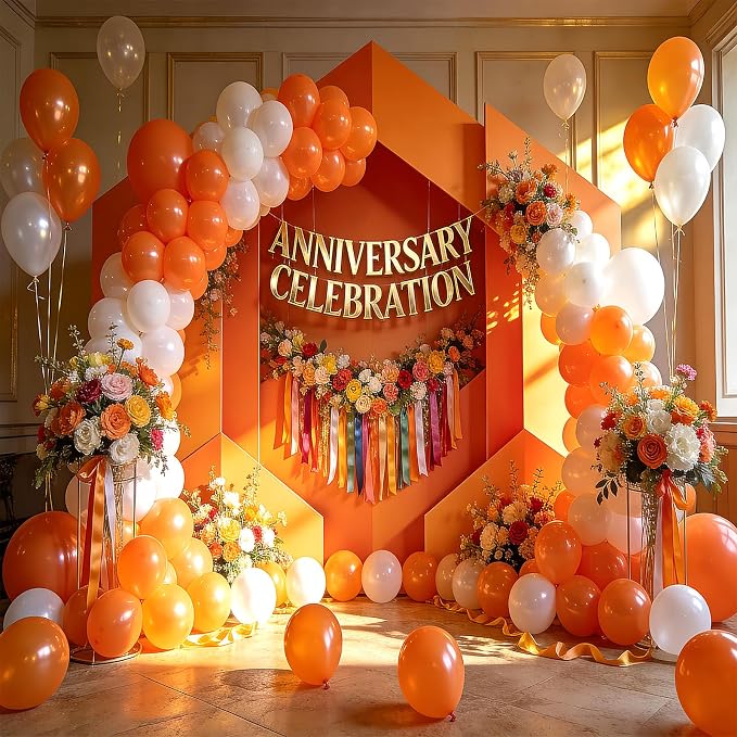 Orange Balloons, 100 Pack 12 Inch Orange and White Extra Thick Latex Party - Image 3
