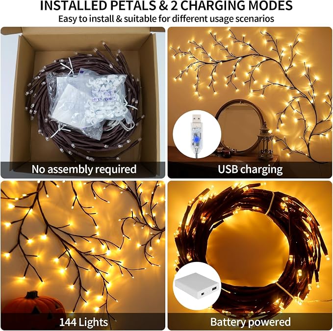7.55FT 144LED Brown USB Tree Branch Lights - Image 4