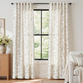 jinchan Floral Linen Curtains for Living Room 84 Inch Length Green Flower by JINCHAN