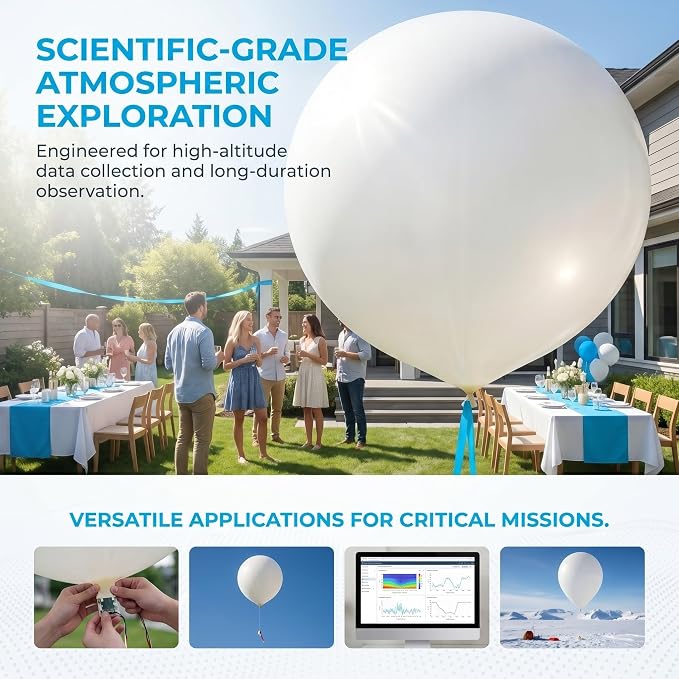 Beavorty 2pcs White Latex Jumbo Weather Balloons 48" and 72" - Image 8