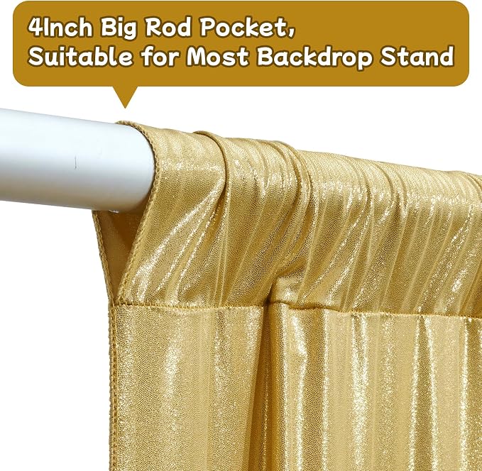 20x10ft Thick Gold Glitter Backdrop Curtain Panels - Image 8