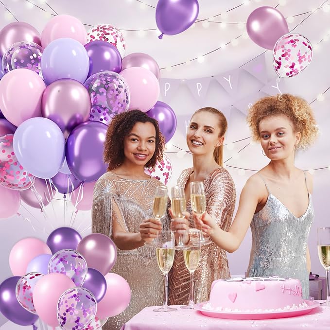 60pcs Pink and Purple Balloons 12inch - Image 5