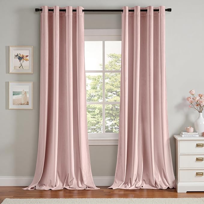 MIULEE Velvet Curtains Light Pink 52 x 108 Inch Length Set of 2 | Extra Long by MIULEE