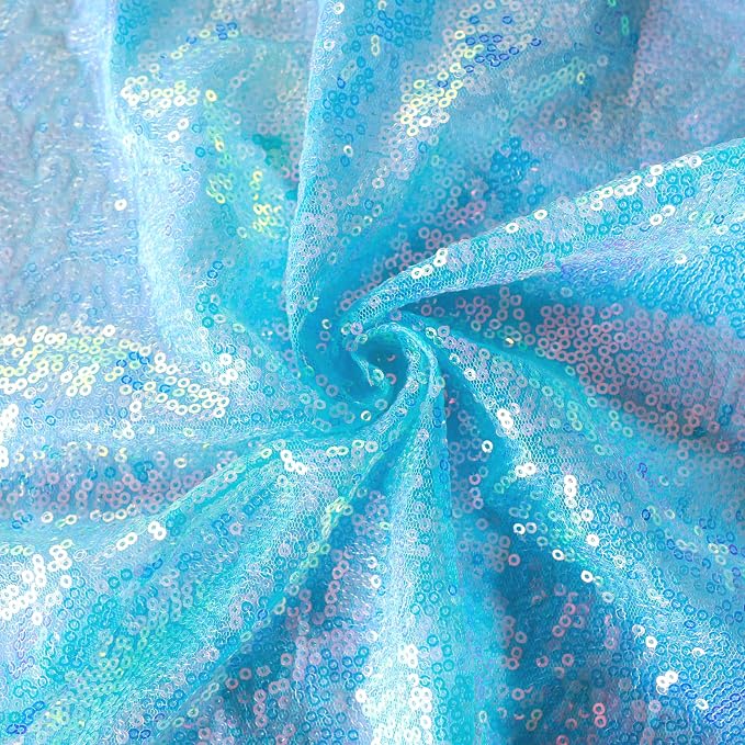 Sugargirl Mermaid Blue Sequin Backdrop Curtain 4 Panels 2FTx8FT Glitter Mermaid - Image 9