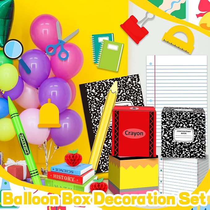 22 Pcs Back to School Balloons Box Sets Include Balloons Box Desktop Ornaments - Image 7