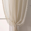 WAZZIO Boho Lace Curtains 105 Inch 2 Panel, Light Filtering Privacy Tassel & by WAZZIO