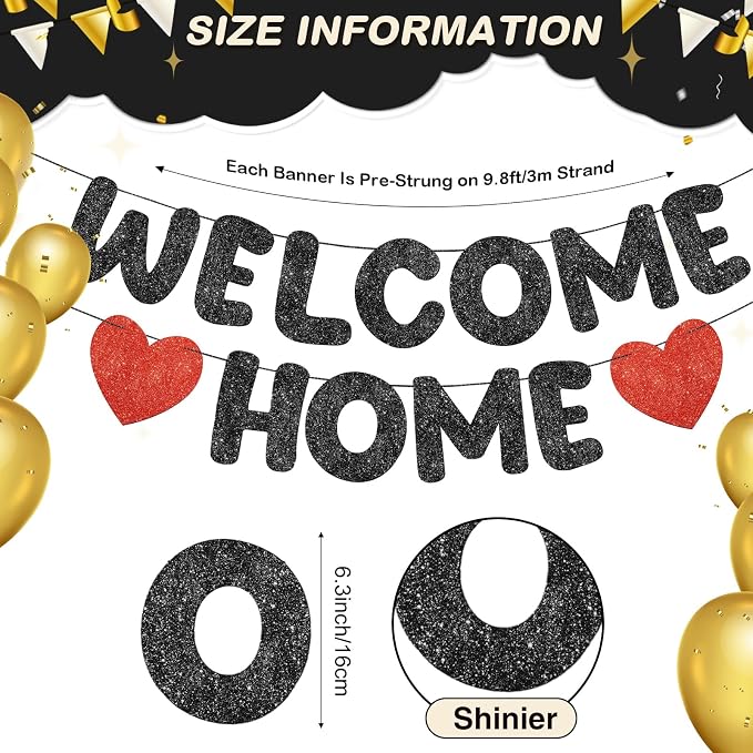 Fulmoon Pre Strung Welcome Home Banner Glitter Funny Welcome Sign - Image 2