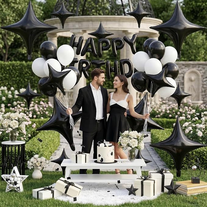 Black Star Balloons, 26 Inch and 10 Inch Black Stars Shaped Balloon - Image 7