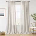 108 Inch Long Curtains for Living Room Pearl White Linen Coastal Decor Light by Nanspring
