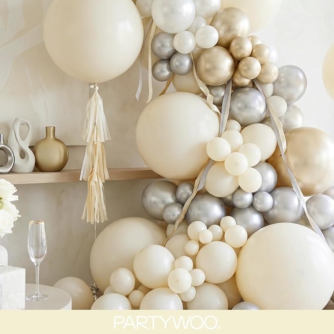 PartyWoo Beige Balloons 127pcs Different Sizes of 36 18 12 10 5 Inch Cream - Image 8