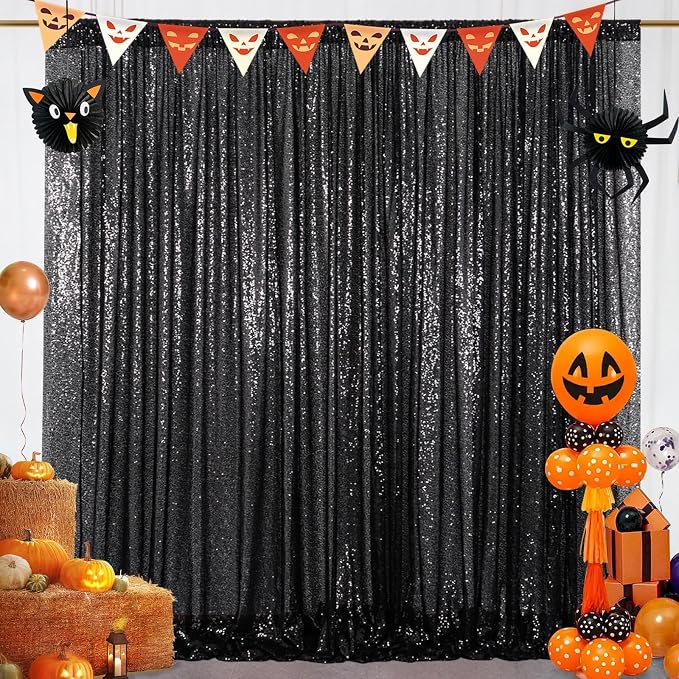 ShinyBeauty 4FTx8FT Black Sequin Backdrop, Sequin Photo Booth Backdrop - Image 2