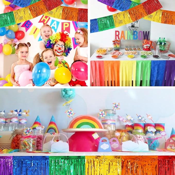 BEISHIDA Colorful Fringe Garland Banner 30ft Wall Tinsel Foil Streamers | 3Pack - Image 6