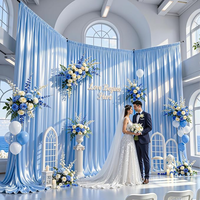 20x10ft Blue Glitter Backdrop Curtain - Image 2