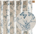 Black Floral Linen Lined Curtains Rod Pocket 50W X 96L 2 Panels | Charlotte by Lazzzy