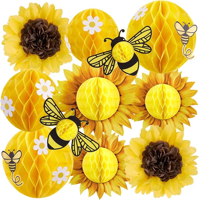 Paper Jazz Sunflower Party Honeycomb Decoration Bee Decorations by PAPERJAZZ
