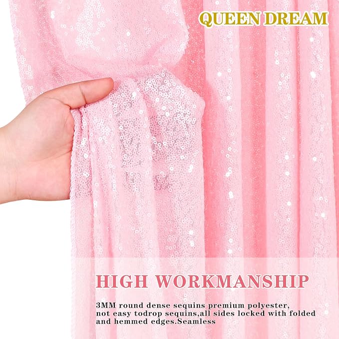 Backdrop Curtain Sequin Fabric 6 Pcs 2ftx8ft Pink Sequin Curtains Backdrop | - Image 5