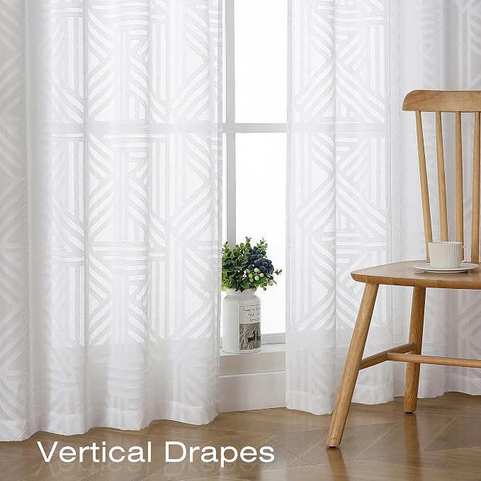 Simplebrand Sheer White Curtains 72 Inch Length 2 Panels - Image 5
