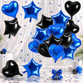TONIFUL 18 Inch Black Blue Star and Heart Foil Balloons by TONIFUL