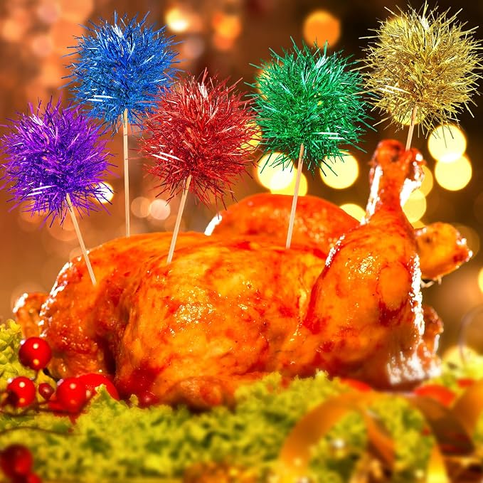 Chinco 100 Pcs Foil Firework Cupcake Toppers Sparkle Tinsel Cake Toppers Cake - Image 6