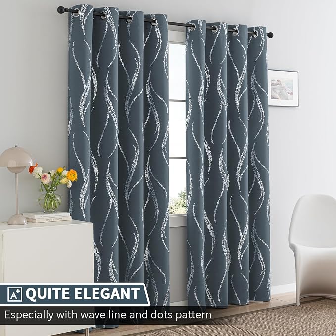 Yakamok Stone Blue Blackout Curtains - Image 2
