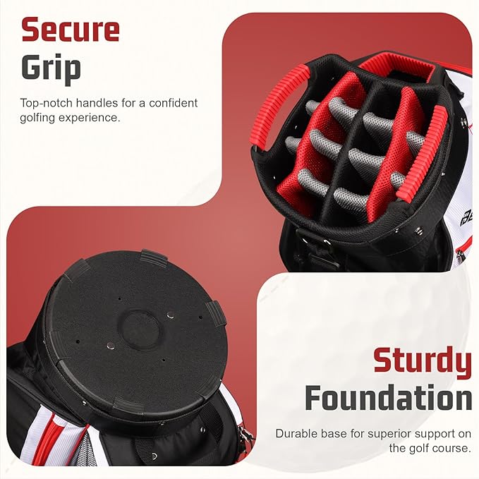 Cart Golf Bag 15 Way Organizer Divider Top Golf Club Bags Lightweight Golf Cart Bags for Men Women with Cooler, Rain Cover