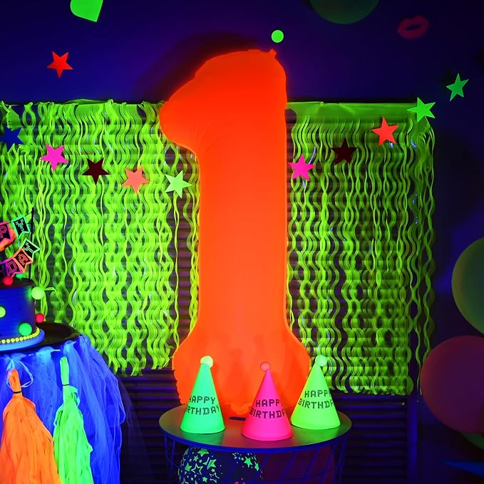 Mega-L Glow in The Dark Party Supplies, 40 Inch Orange Number 9 Balloon | Glow - Image 4