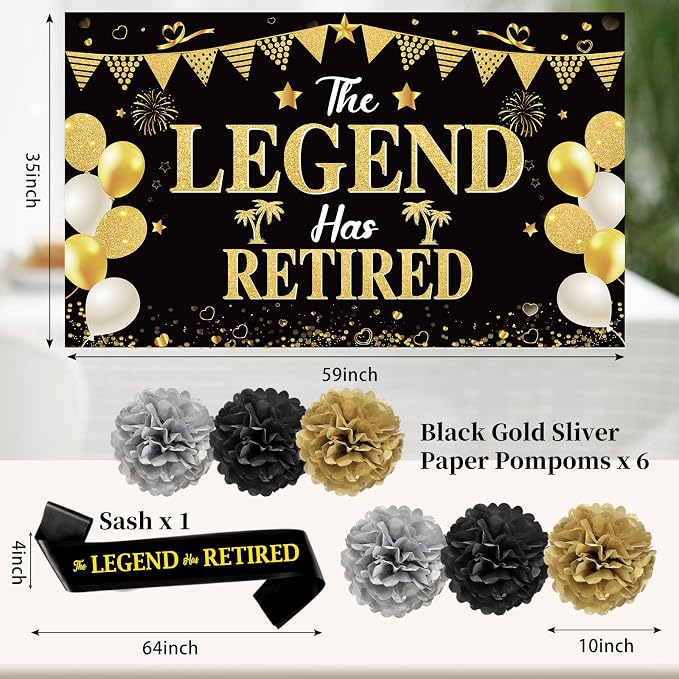 Retirement Party Decorations for Men Happy Retirement Party Supplies Kit | - Image 3