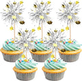 30 PCS Foil Firework Cupcake Toppers Happy Birthday Star Cupcake Picks Sparkle by ZHUOWEISM