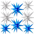 Blue Silver Star Balloons, 22/27 Inch Silver and Dark Blue Star Foil Balloons by Paready
