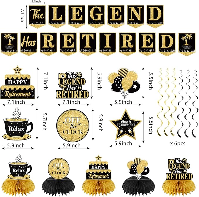 Retirement Party Decorations for Men Happy Retirement Party Supplies Kit | - Image 2