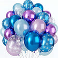 Blue Purple Snowflake Balloons, Pearl Light Blue Purple Metallic Clear Latex by Paeyeq