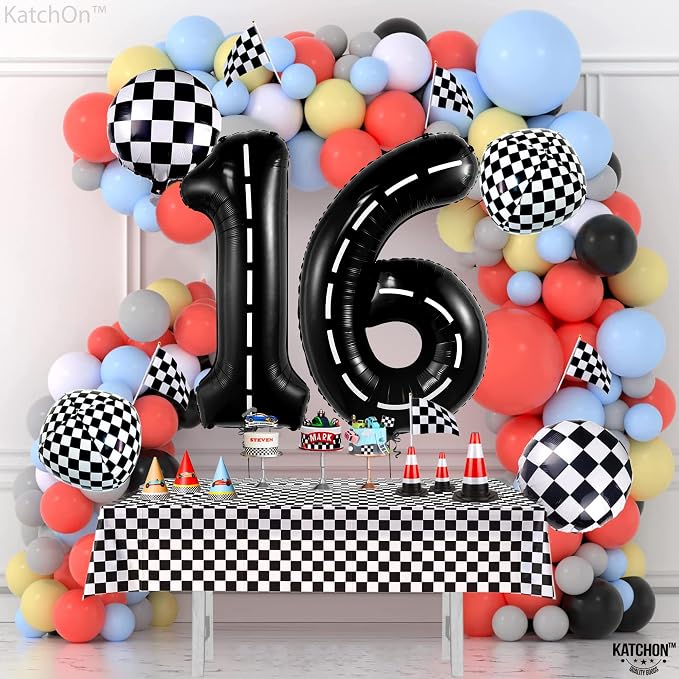 KatchOn Black 16th Birthday Balloons 40 Inch | 16 Balloon Numbers, 16th - Image 3