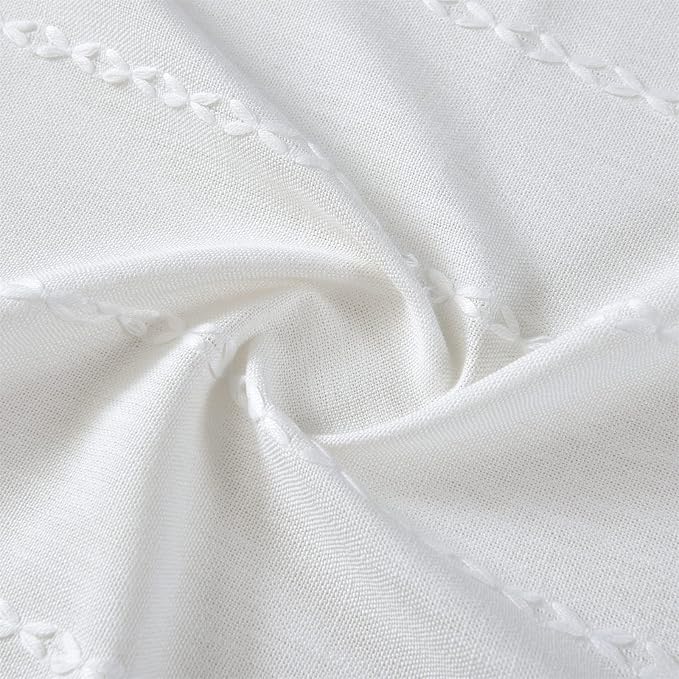 RoomTalks White Boho Farmhouse Kitchen Curtains 36 Inch Length French Striped - Image 4